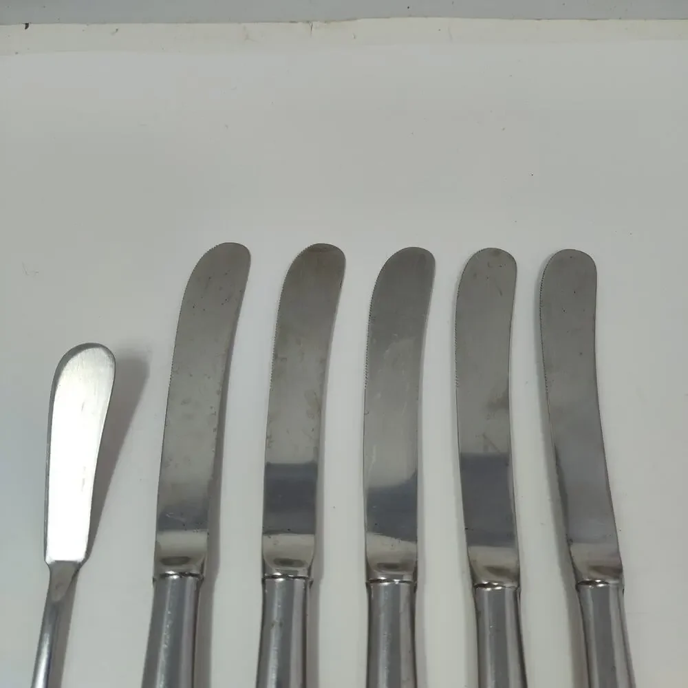 5+1X BK Orleans Silver stainless ORL19 Butter Dinner Knives Pistol Grip Flatware